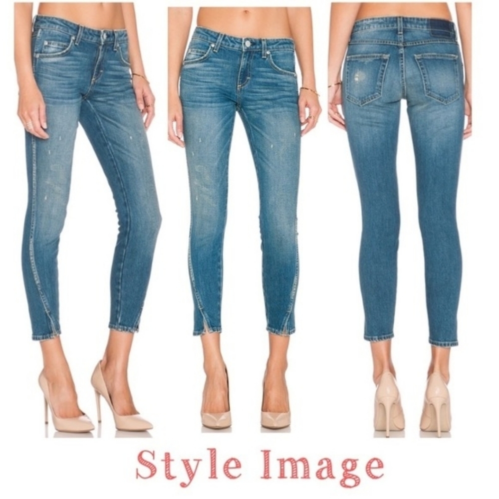AMO Twist Dive Bar Ankle Slit Skinny Jeans Womens 24 Crop Denim Made USA Revolve